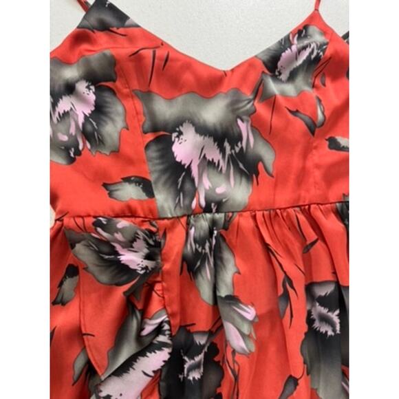 "AVEC LES FILLIES" ORANGE W/BLACK FLORAL SUNDRESS SZ 10 FAIRY BEACH BOHO RUFFLES - Picture 5 of 12